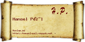 Hansel Pál névjegykártya